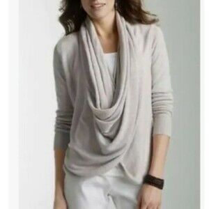 J. Jill Infinity Sweater Womens Medium Tan Beige Linen Blend Pullover Stretch